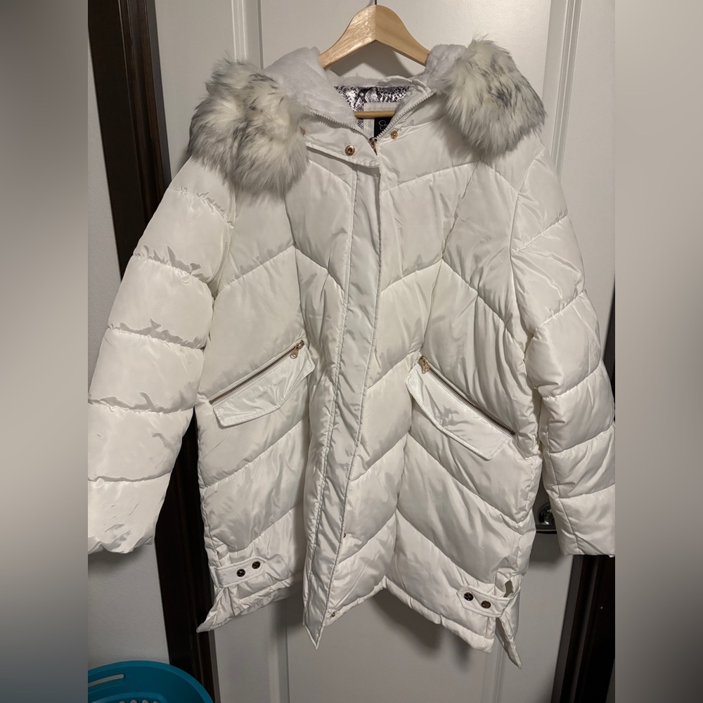 Jessica Simpson White Parka Coat